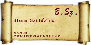 Blumm Szilárd névjegykártya